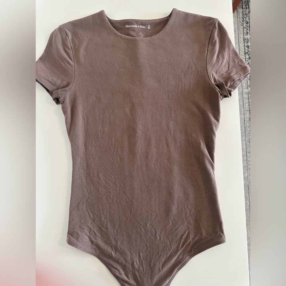 Abercrombie Short-Sleeve Cotton-Blend Seamless Fabric Crew Bodysuit